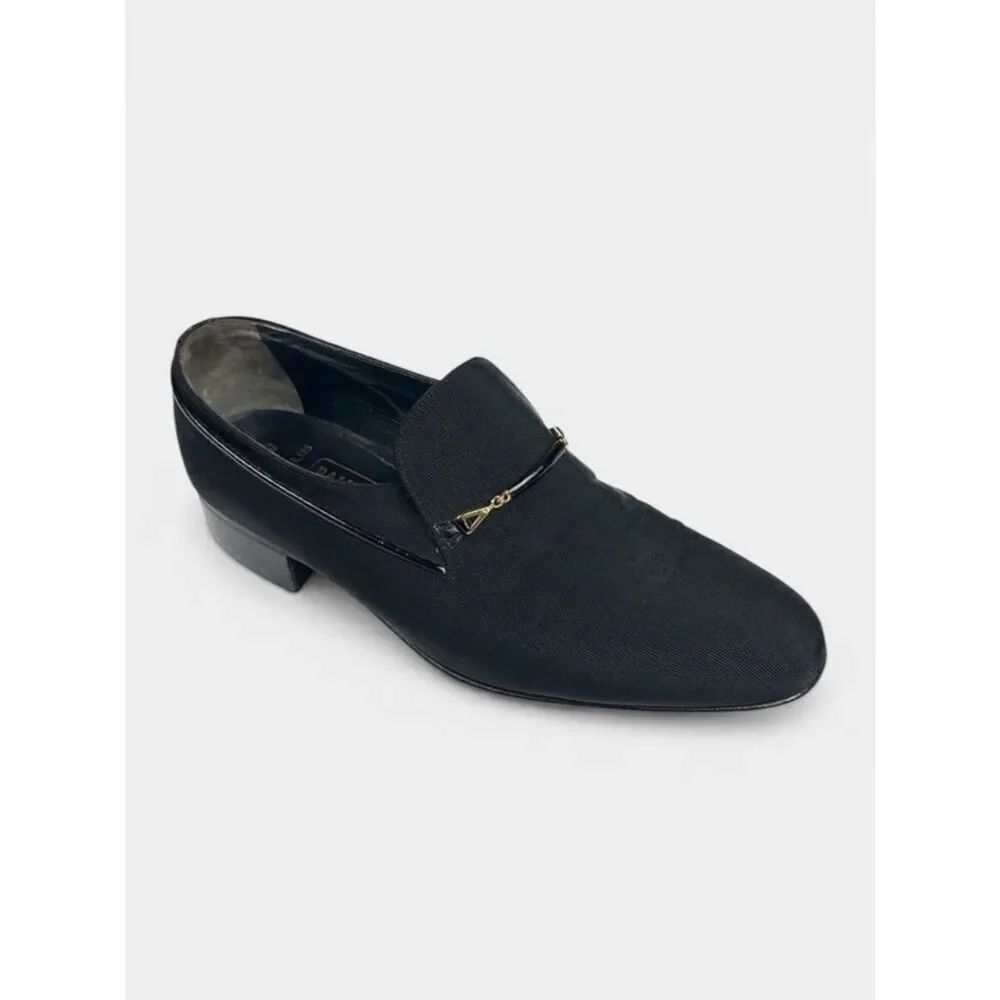 Bally Suisse Club Black Loafers Fabric Tuxedo Shoes